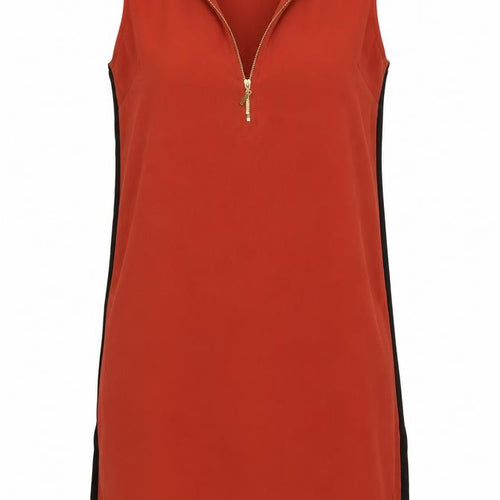 Dorothy Perkins Womens Red Sleeveless V-Neck Blouse Size 10