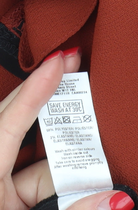 Dorothy Perkins Womens Red Sleeveless V-Neck Blouse Size 10
