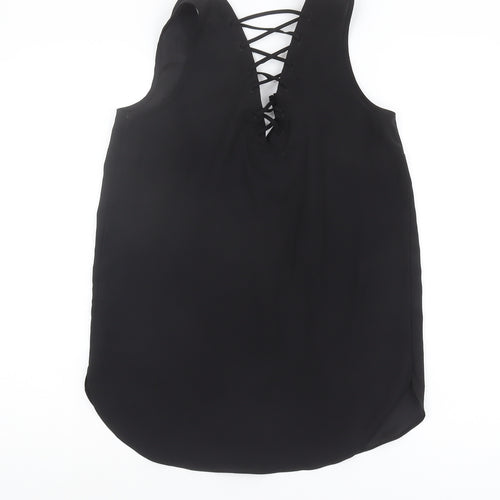 River Island Women's Black Lace-Up Tank Top