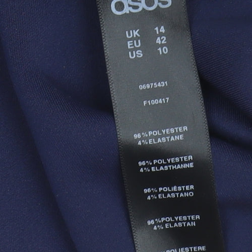 ASOS Women's Blue A-Line Knee Length Skirt, Size 14