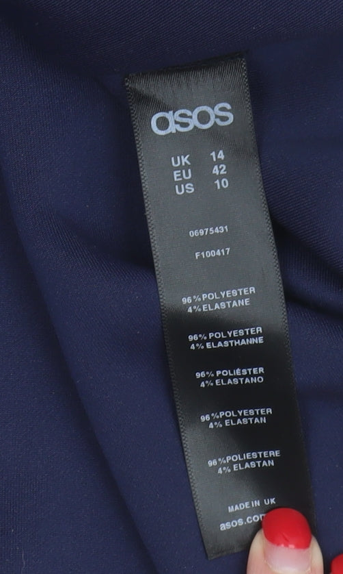 ASOS Women's Blue A-Line Knee Length Skirt, Size 14