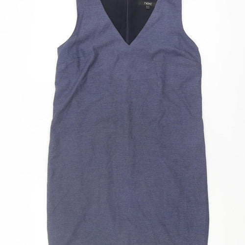 Next Women's Blue Sheath Dress, Size 8, V-Neck Sleeveless