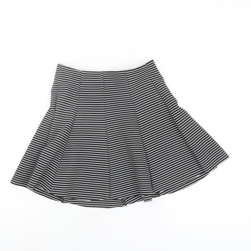 Topshop Women's Striped Black Skater Skirt Size 8