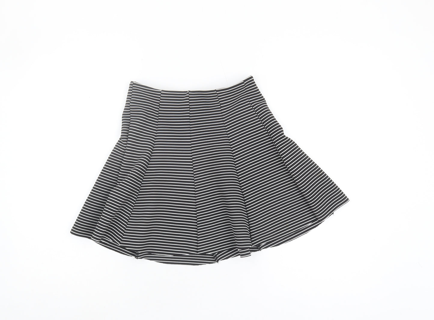 Topshop Women's Striped Black Skater Skirt Size 8