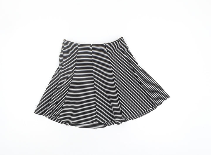 Topshop Women's Striped Black Skater Skirt Size 8
