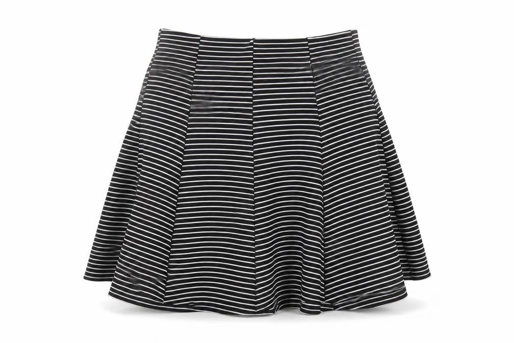 Topshop Women's Striped Black Skater Skirt Size 8