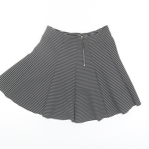 Topshop Women's Striped Black Skater Skirt Size 8