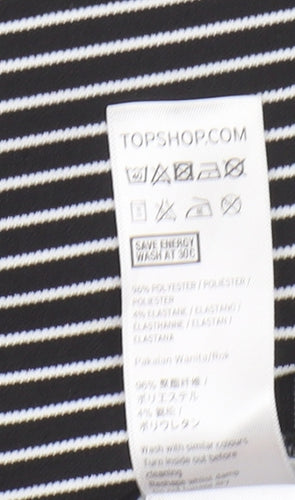 Topshop Women's Striped Black Skater Skirt Size 8