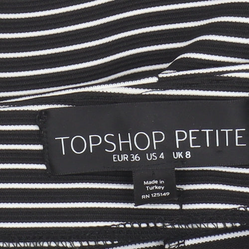 Topshop Women's Striped Black Skater Skirt Size 8