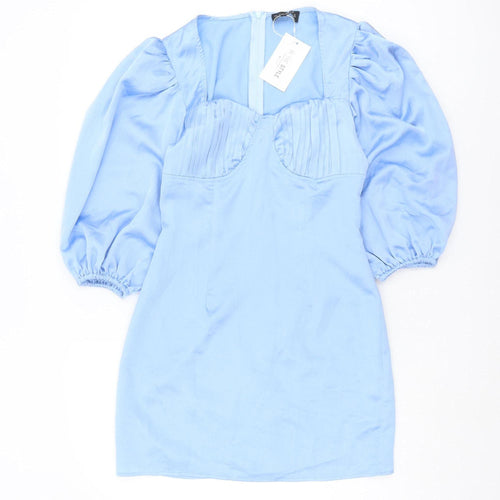 In The Style Blue Women's Dress Size 8 with Balloon Sleeves