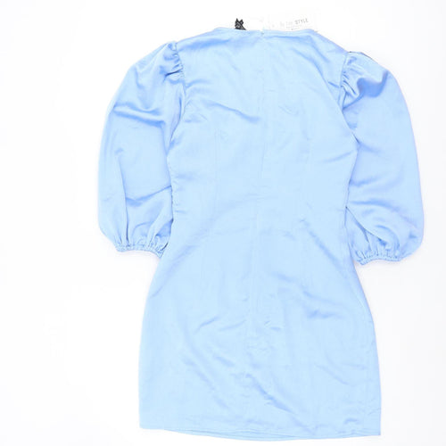 In The Style Blue Women's Dress Size 8 with Balloon Sleeves