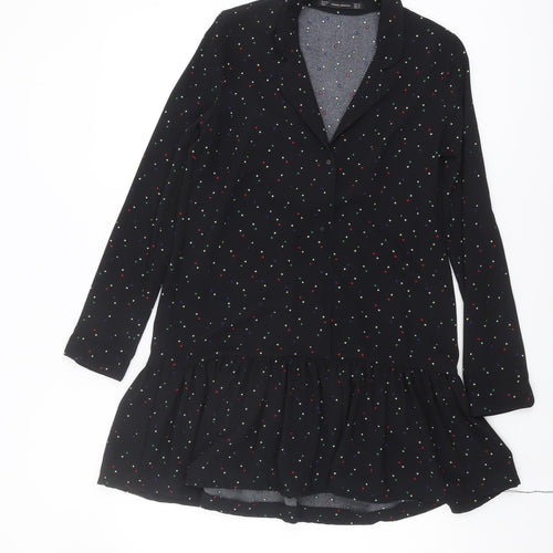 Zara Women's Black Polka Dot A-Line Dress XS