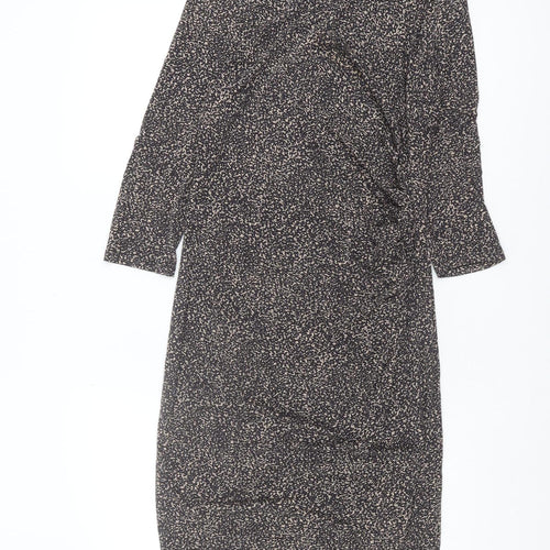 Oasis Women's Black Sheath Dress M, Geometric Pattern