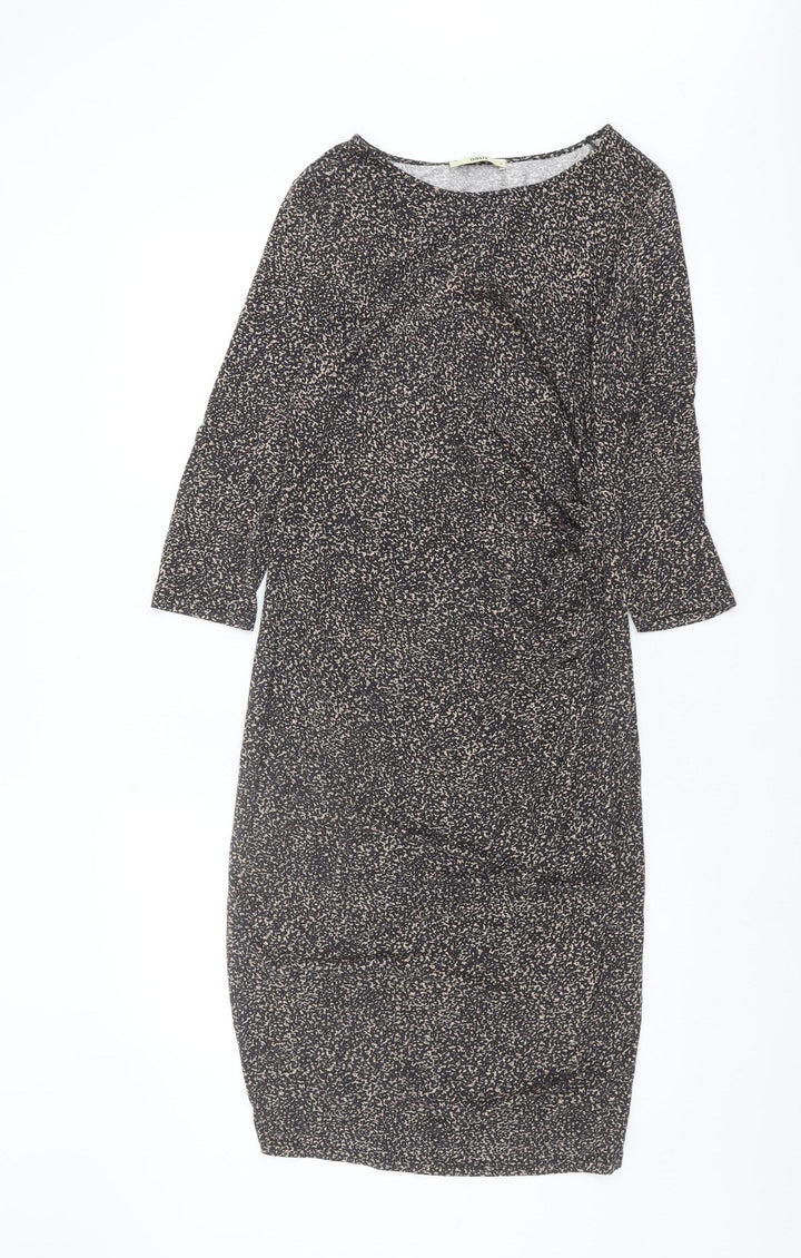 Oasis Women's Black Sheath Dress M, Geometric Pattern
