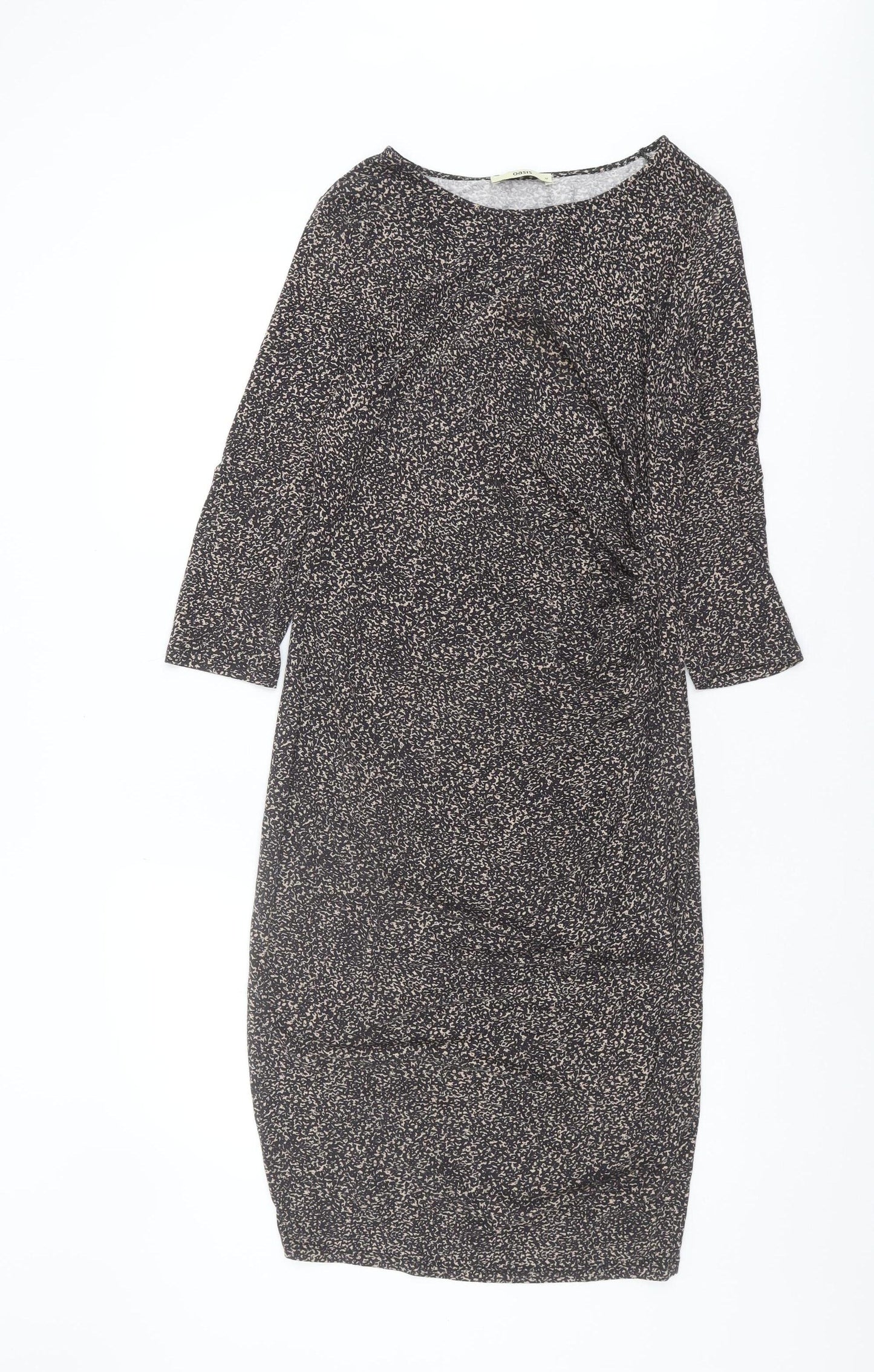 Oasis Women's Black Sheath Dress M, Geometric Pattern