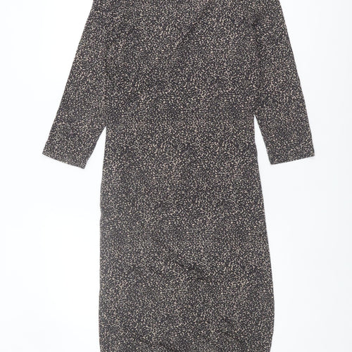 Oasis Women's Black Sheath Dress M, Geometric Pattern