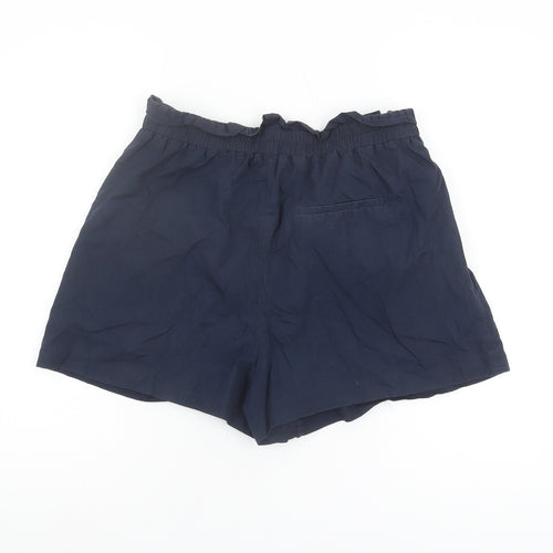 Zara Women's Blue Paperbag Shorts L High Waist