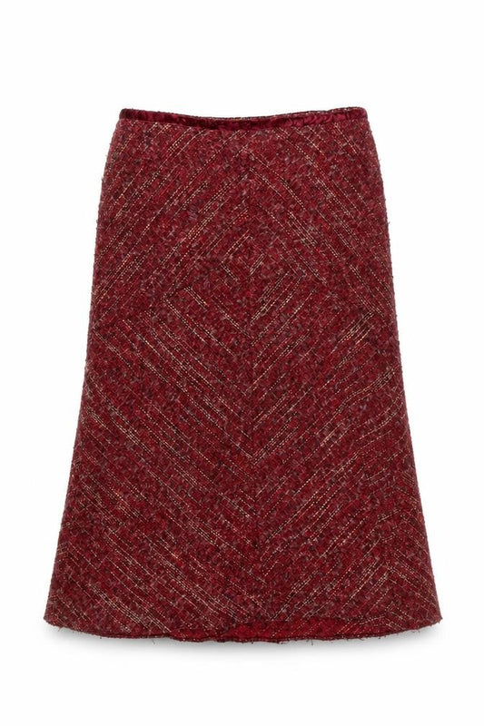 Front view of Marks & Spencer Women's Red Long Skirt, size 12