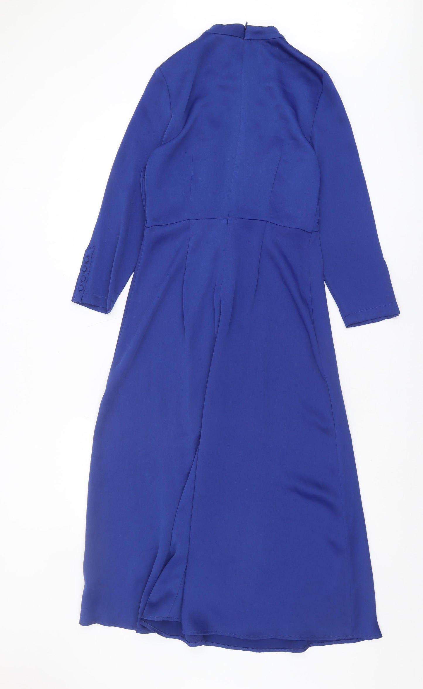 Marks and Spencer Women's Blue High Neck Dress - Size 8