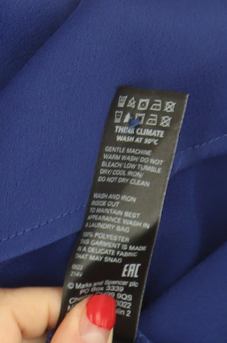 Marks and Spencer Women's Blue High Neck Dress - Size 8
