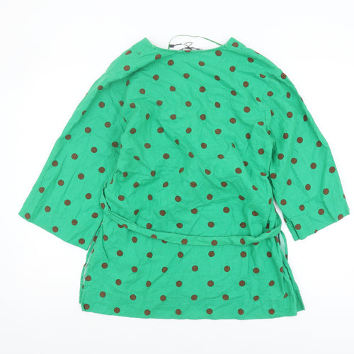 Zara Women's Green Polka Dot Wrap Blouse - Size S