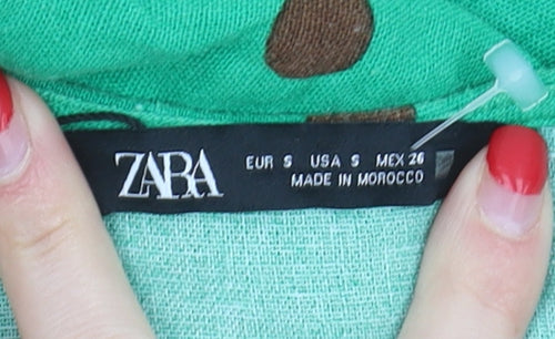 Zara Women's Green Polka Dot Wrap Blouse - Size S