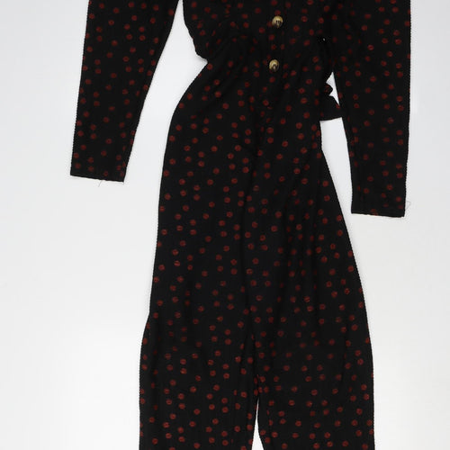 ASOS Women's Black Polka Dot Jumpsuit Size 6, Long Sleeve