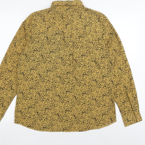 New Look Women's Yellow Animal Print Button-Up Shirt
