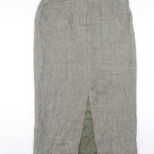 Minuet Women's Grey Long Pencil Skirt, Size 14, Linen Blend