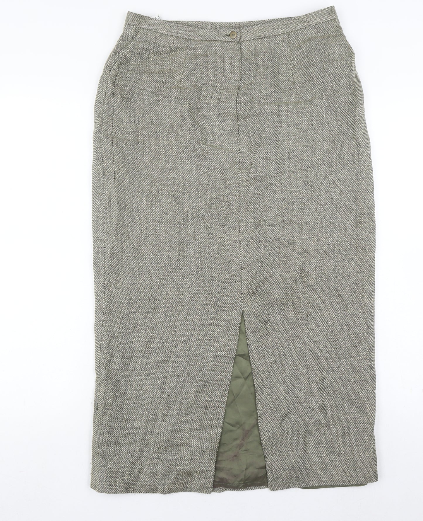 Minuet Women's Grey Long Pencil Skirt, Size 14, Linen Blend
