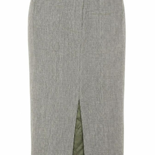 Minuet Women's Grey Long Pencil Skirt, Size 14, Linen Blend