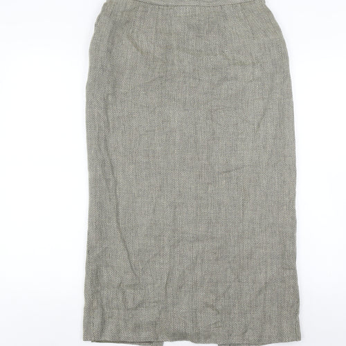 Minuet Women's Grey Long Pencil Skirt, Size 14, Linen Blend