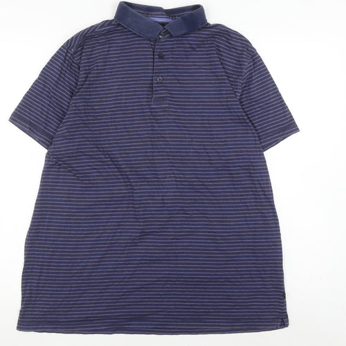Jeff Banks Men's Blue Striped Polo Shirt L