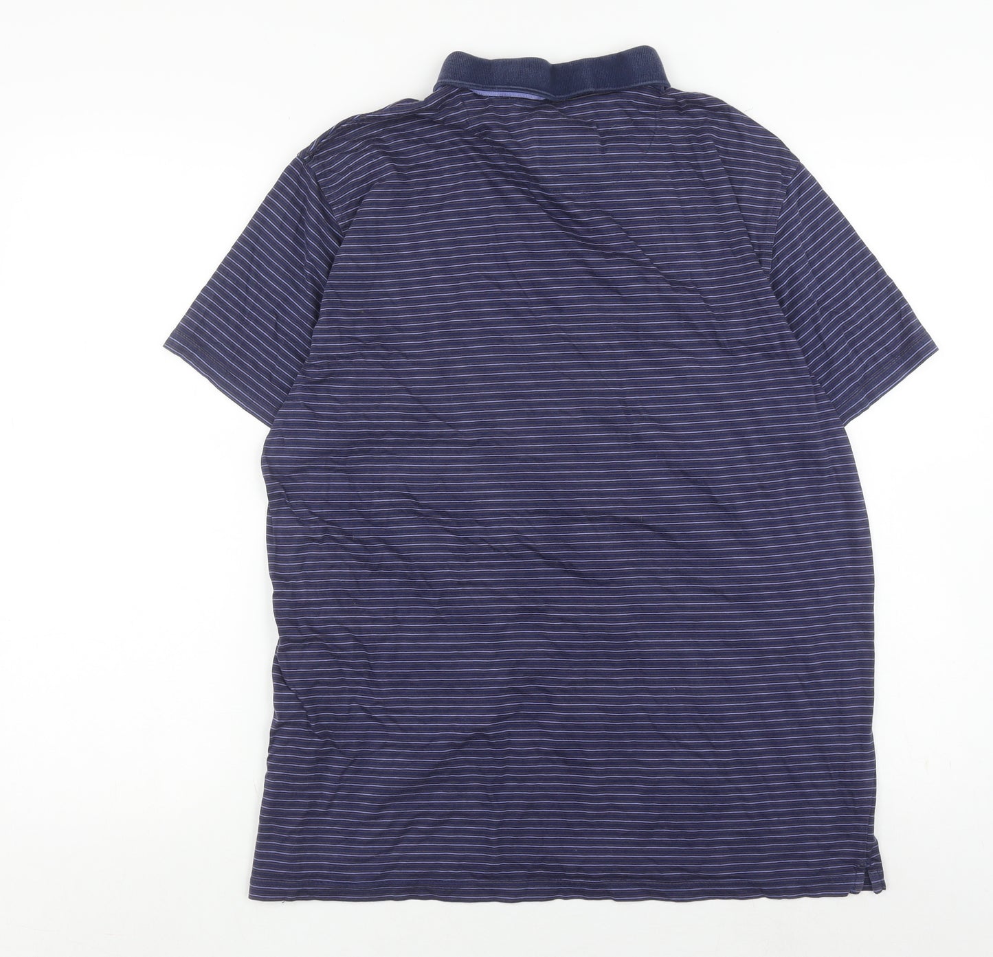 Jeff Banks Men's Blue Striped Polo Shirt L