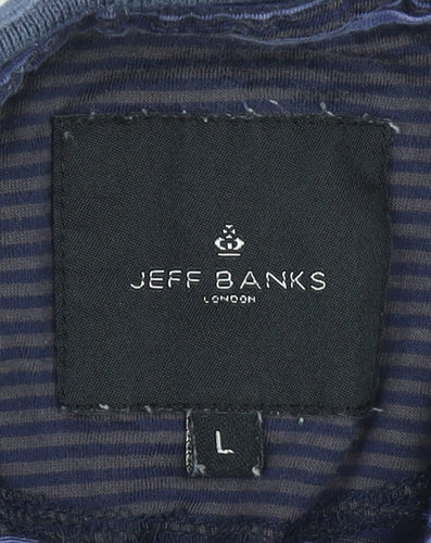 Jeff Banks Men's Blue Striped Polo Shirt L