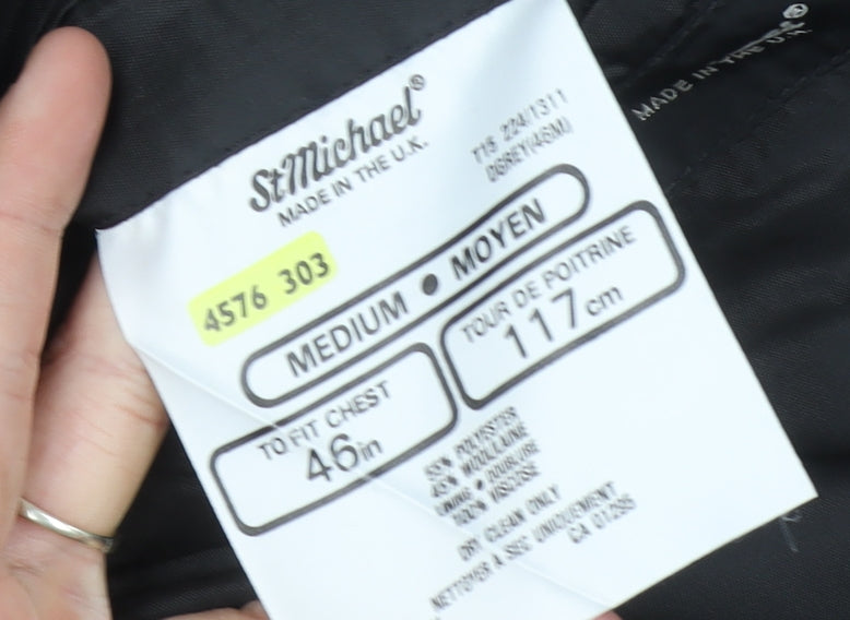 Marks and Spencer Men's Grey Blazer, 46R Double-Breasted