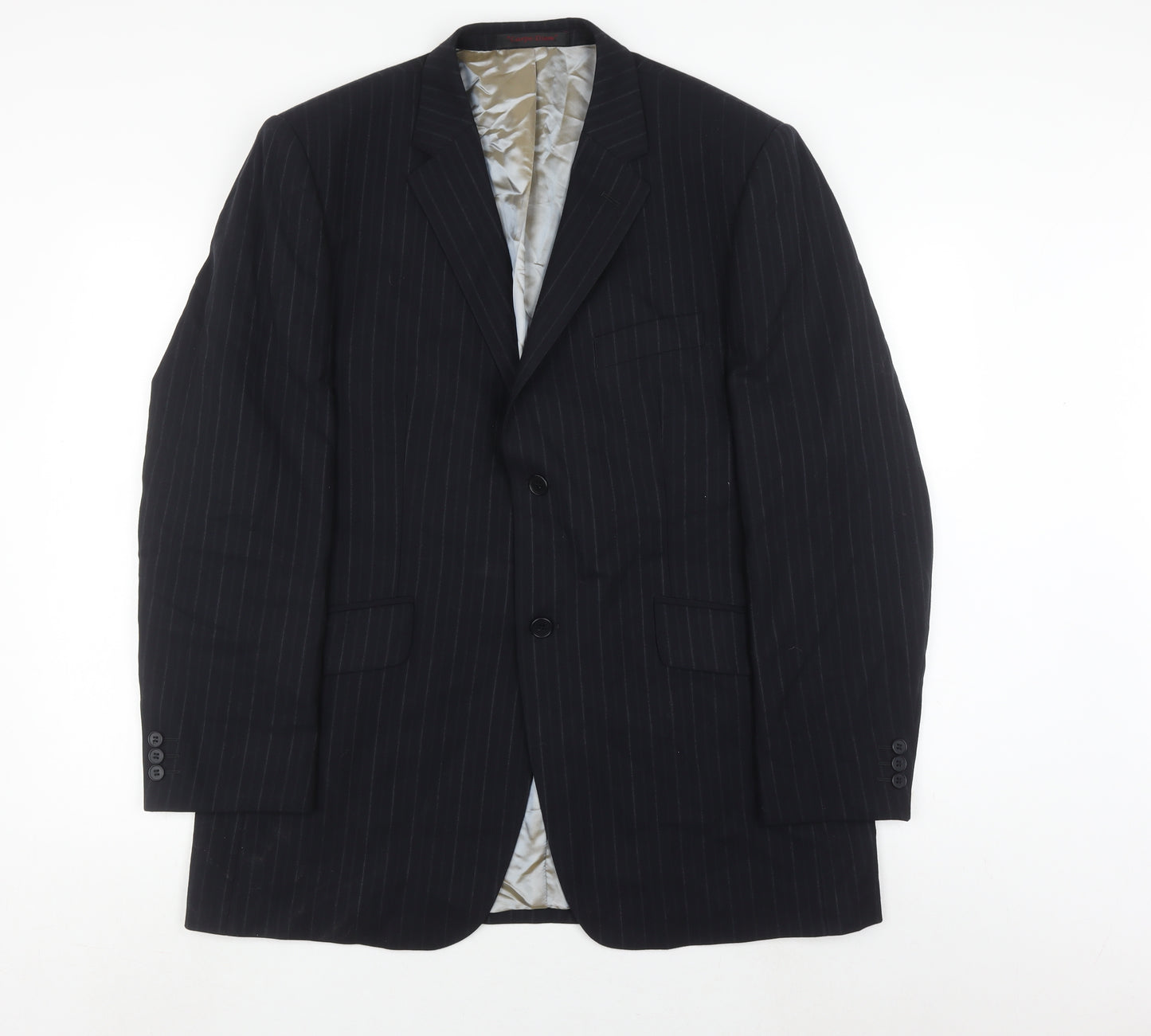 Carpe Diem Men's Blue Striped Wool Blazer, Size 42, Regular