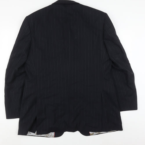 Carpe Diem Men's Blue Striped Wool Blazer, Size 42, Regular