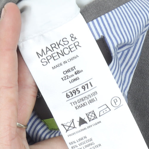 Marks & Spencer Men's Khaki Blazer 48L Single-Breasted