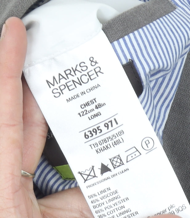Marks & Spencer Men's Khaki Blazer 48L Single-Breasted