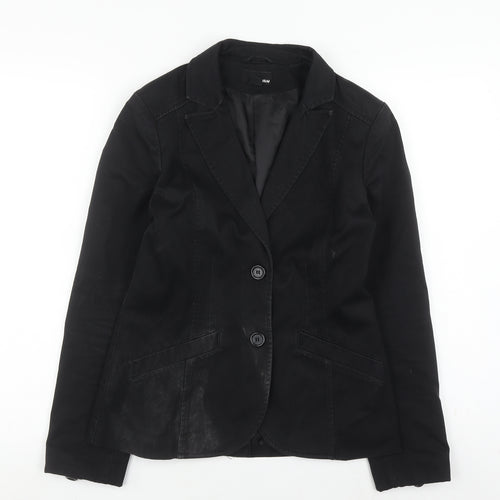 H&M Women's Black Regular Fit Blazer, Size 8, Notch Lapel