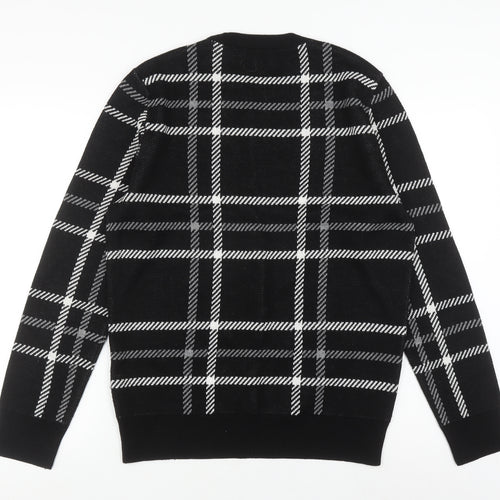 Zara Men's Black Check Pullover Jumper, Size M