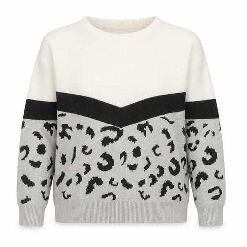 Izabel London Women's Grey Animal Print Jumper S