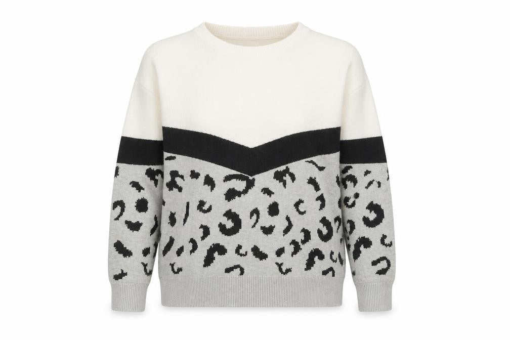 Izabel London Women's Grey Animal Print Jumper S