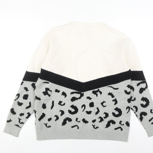 Izabel London Women's Grey Animal Print Jumper S