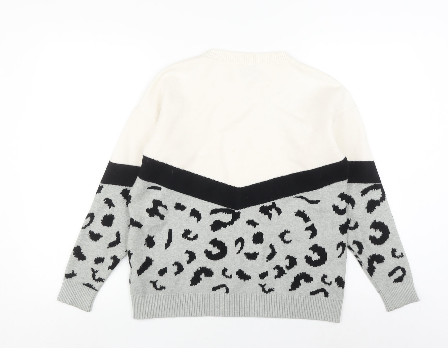 Izabel London Women's Grey Animal Print Jumper S