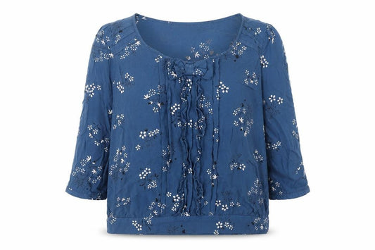 Front view of Next Women's Blue Floral Blouse, size 12