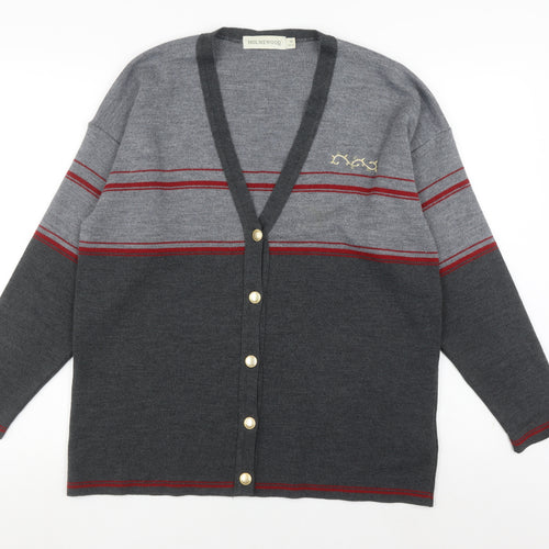 Holmewood Women's Grey Striped Cardigan Size 14