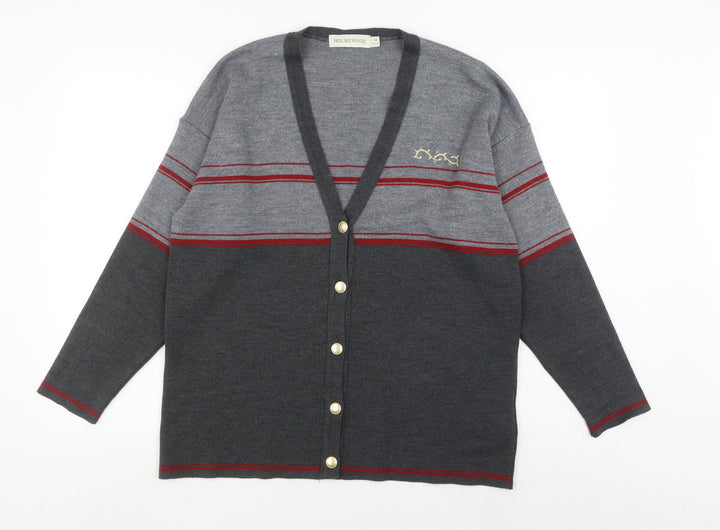 Holmewood Women's Grey Striped Cardigan Size 14