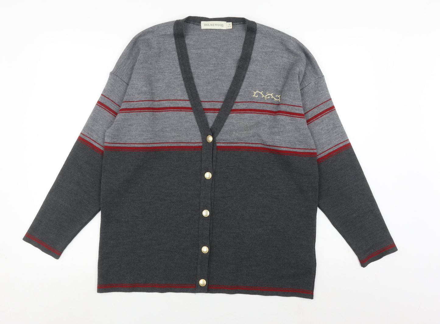 Holmewood Women's Grey Striped Cardigan Size 14